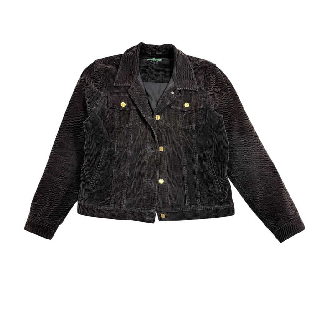 Lauren Jeans Company Ralph Lauren Corduroy‎ Trucker Jacket Charcoal Womens L